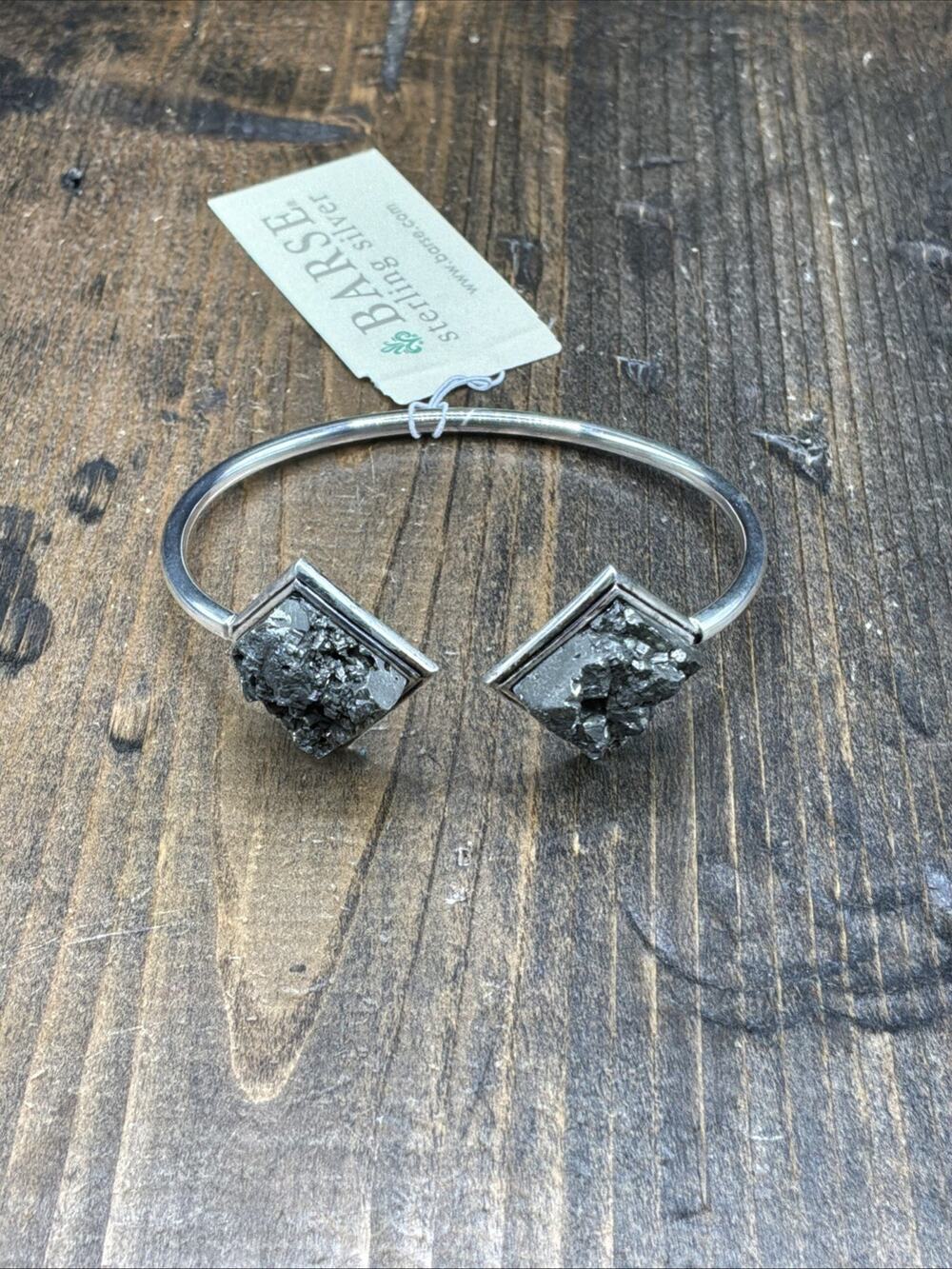 Barse By Leah Pyrite Cuff Bracelet- Silver-NWT